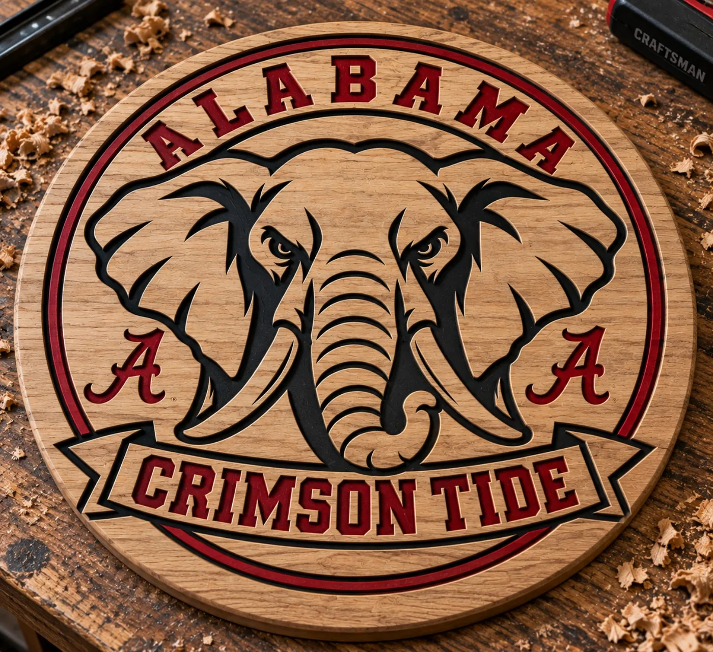 Custom CNC carved Alabama wood sign