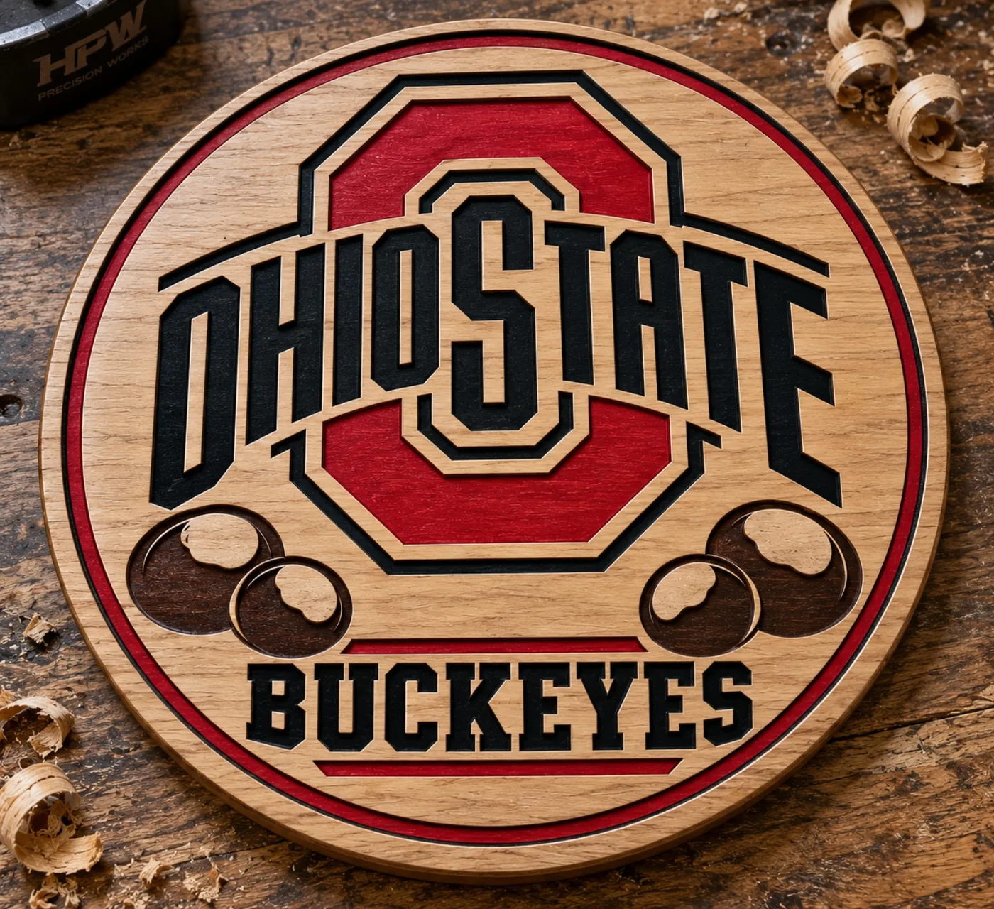 Custom CNC carved Ohio State wood sign